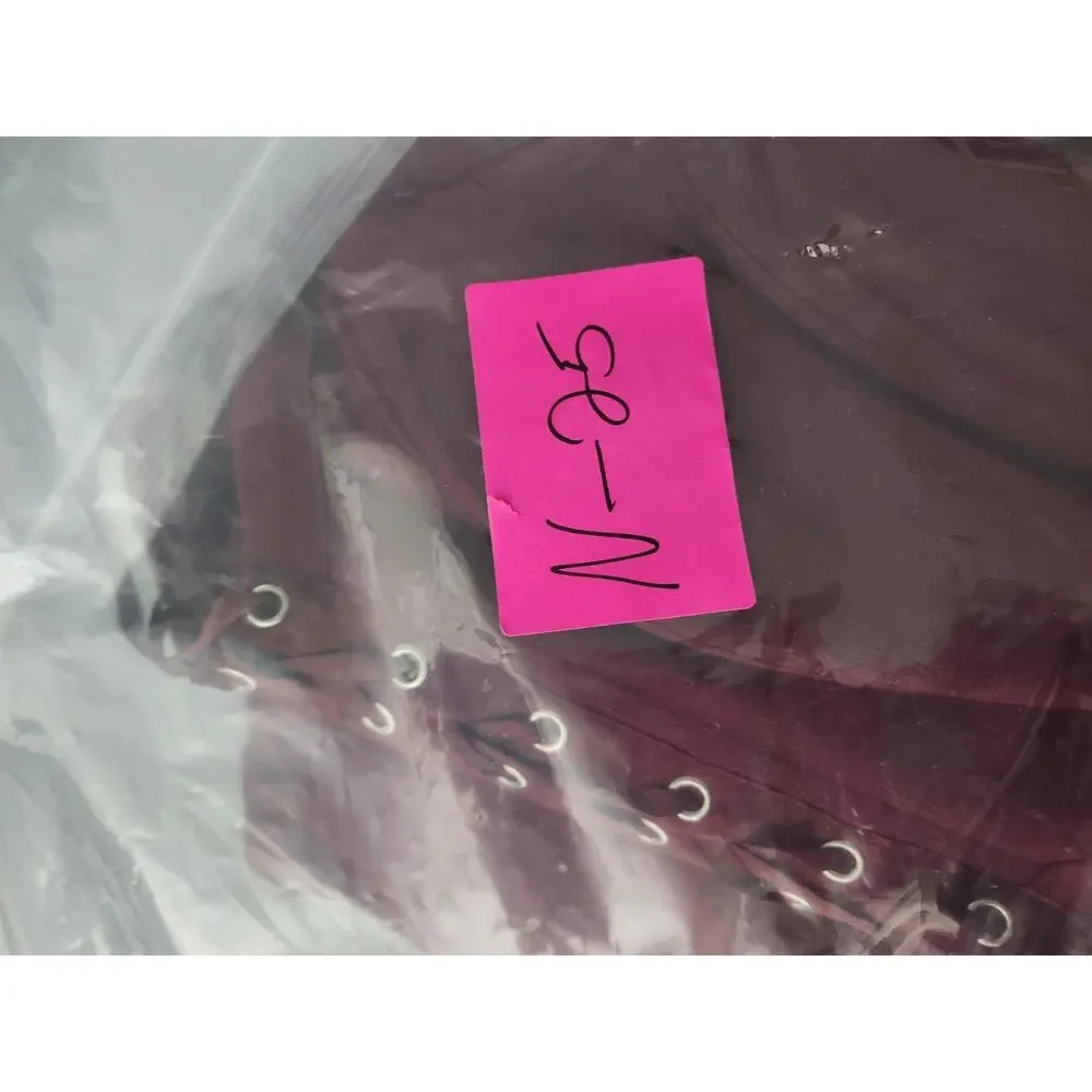 Unique Vintage‎ Corset Midi Dress Plus Size 1X/ 16 Burgundy Lace Up Boning
